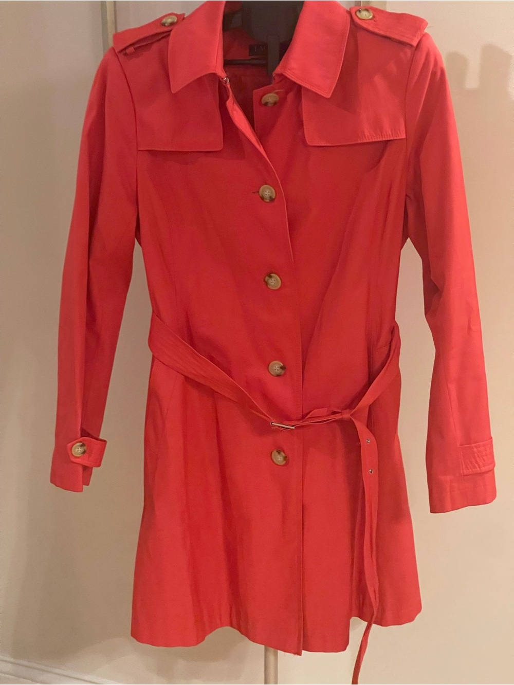 Ralph Lauren Coral/Pink Belted Trench Coat